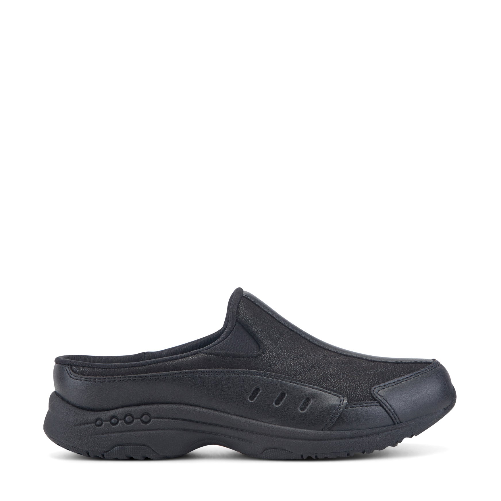 Easy Spirit Traveltime Leather Clogs - Black Leather