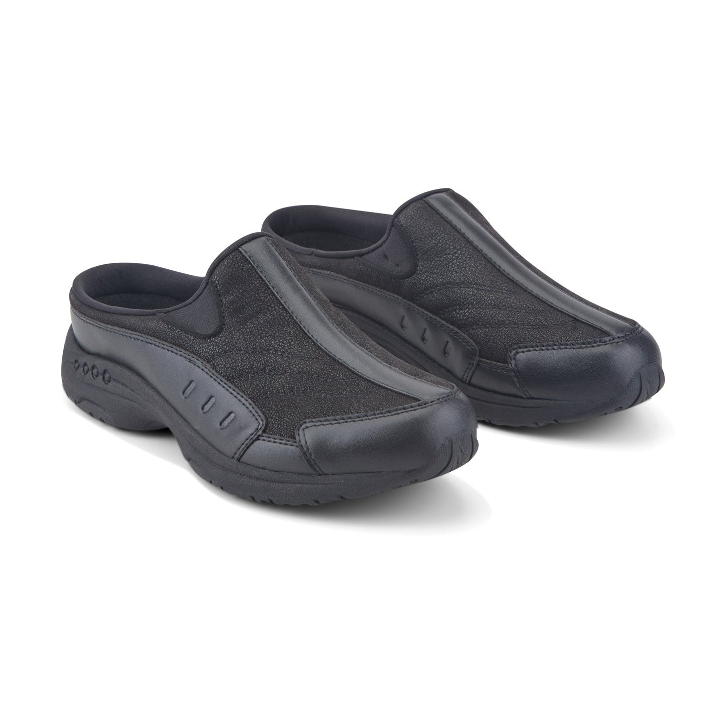 Easy Spirit Traveltime Leather Clogs - Black Leather