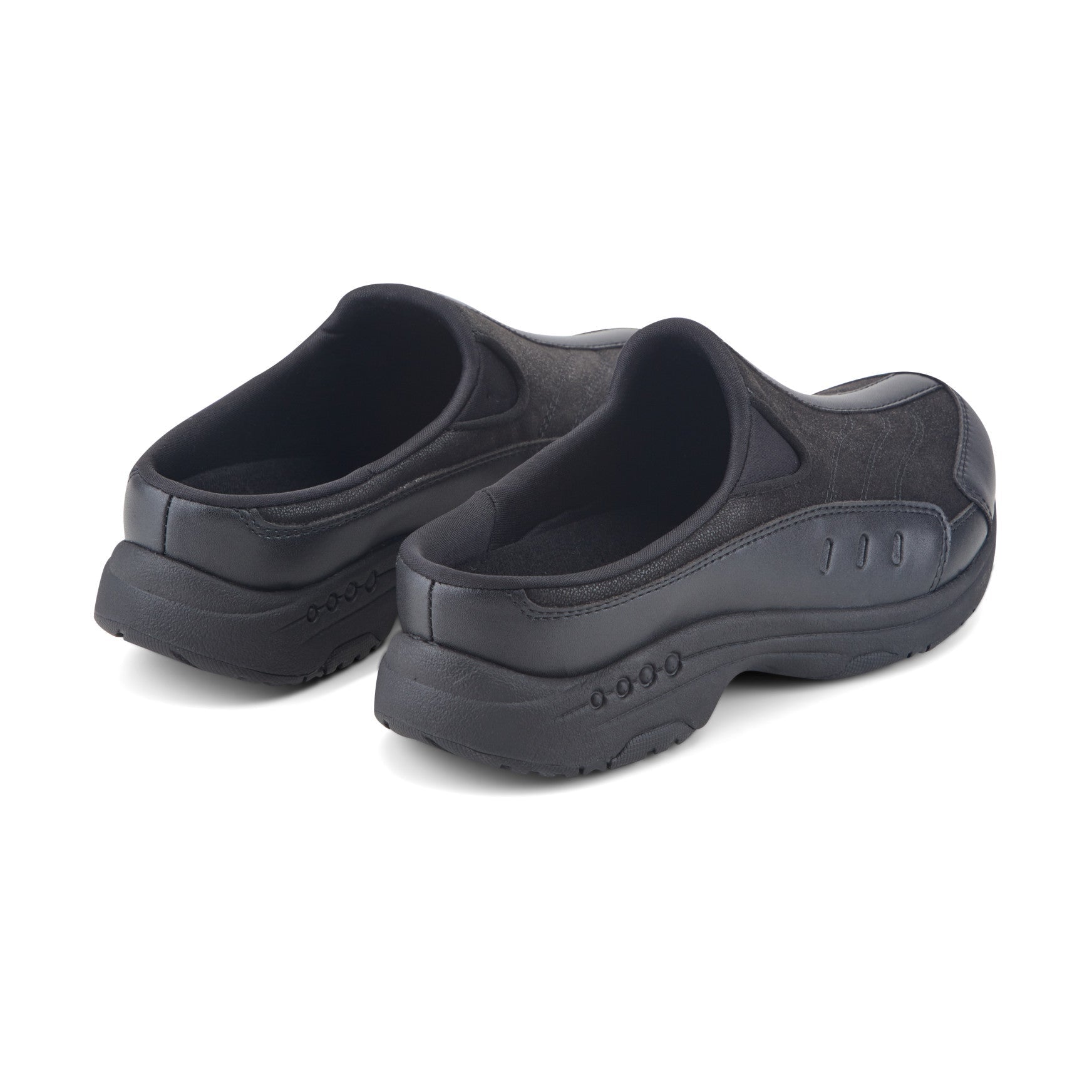 Easy Spirit Traveltime Leather Clogs - Black Leather