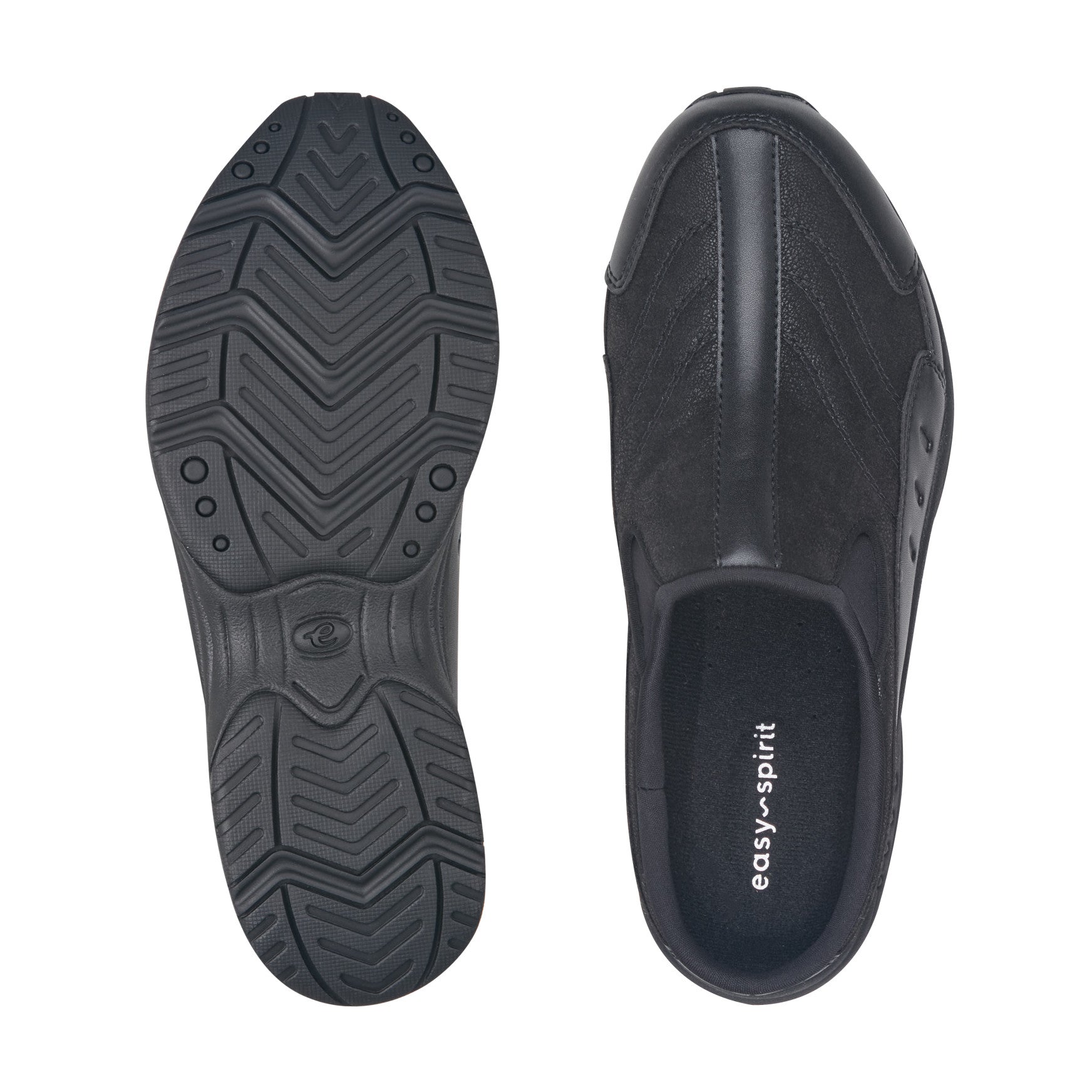 Easy Spirit Traveltime Leather Clogs - Black Leather