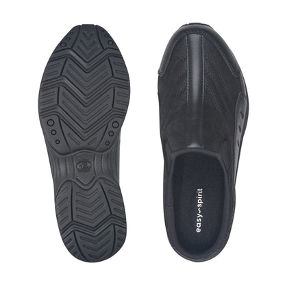 Easy Spirit Traveltime Leather Clogs - Black Leather