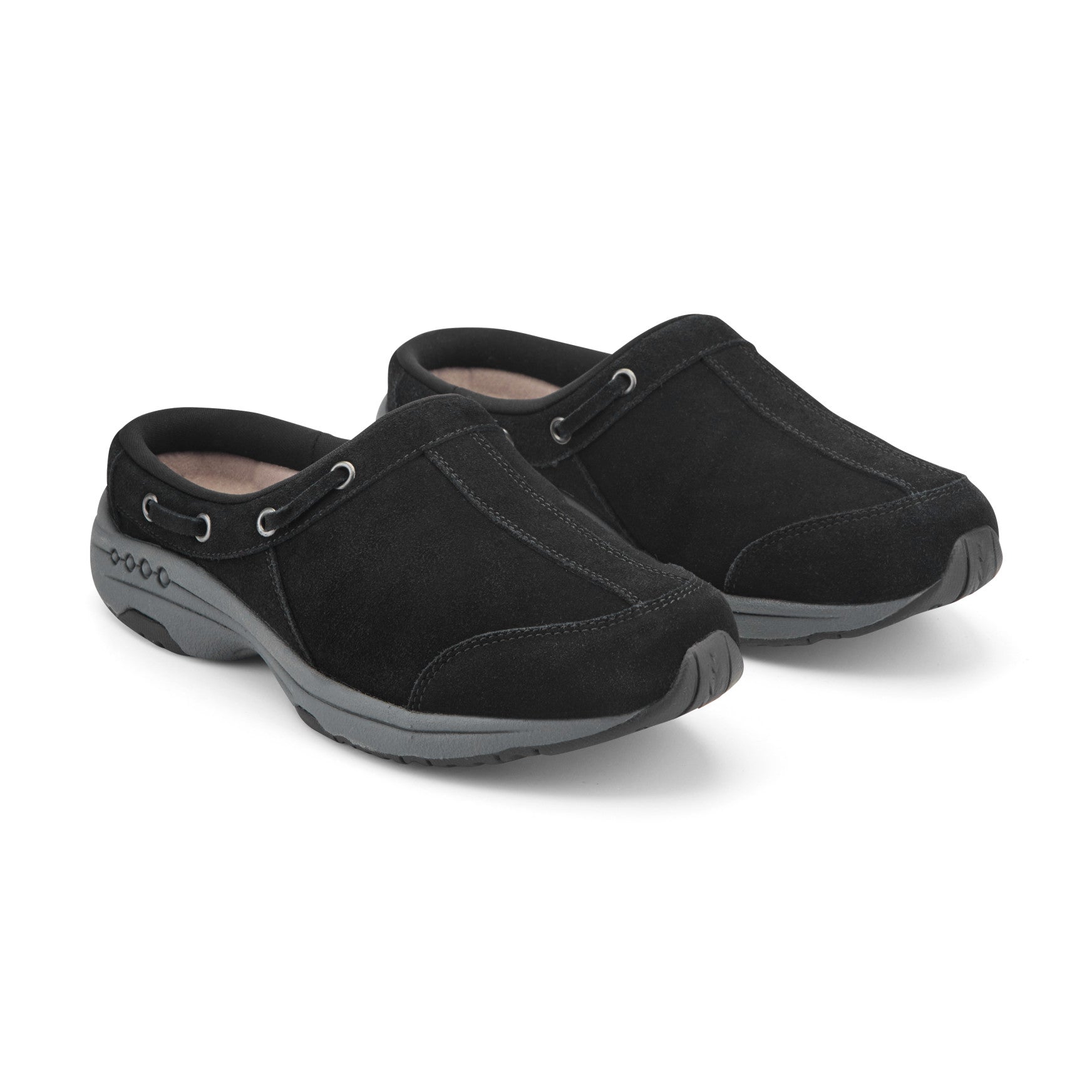 Easy Spirit Travelport Clogs - Black Suede