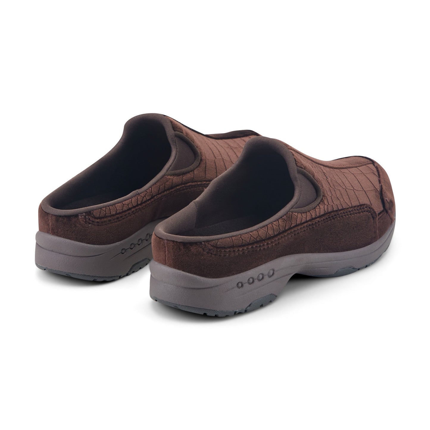 Easy Spirit Traveltime Clogs - Embossed Brown Velvet