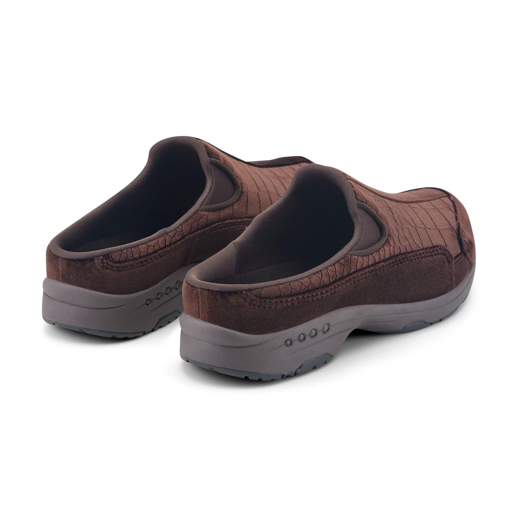 Easy Spirit Traveltime Clogs - Embossed Brown Velvet