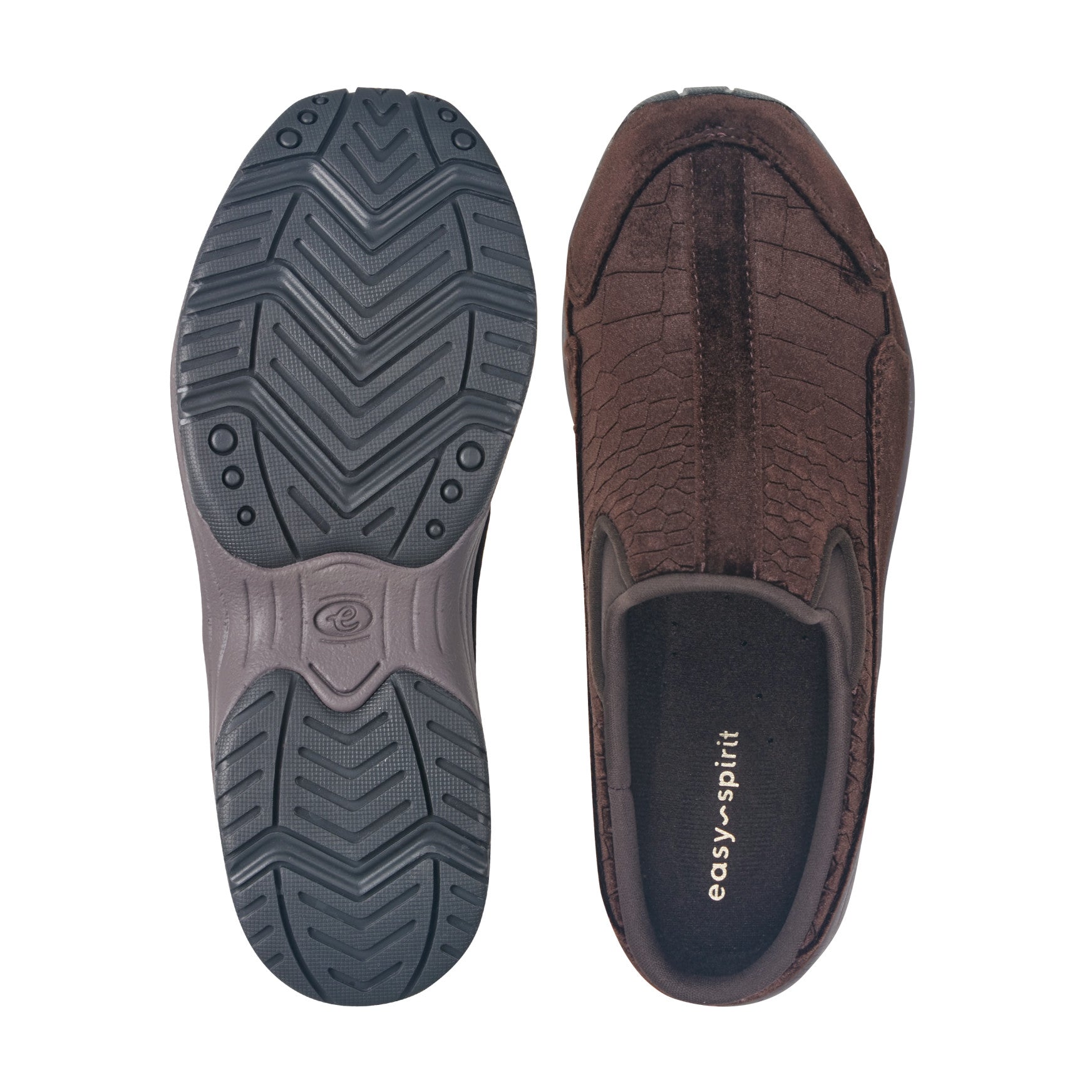 Easy Spirit Traveltime Clogs - Embossed Brown Velvet
