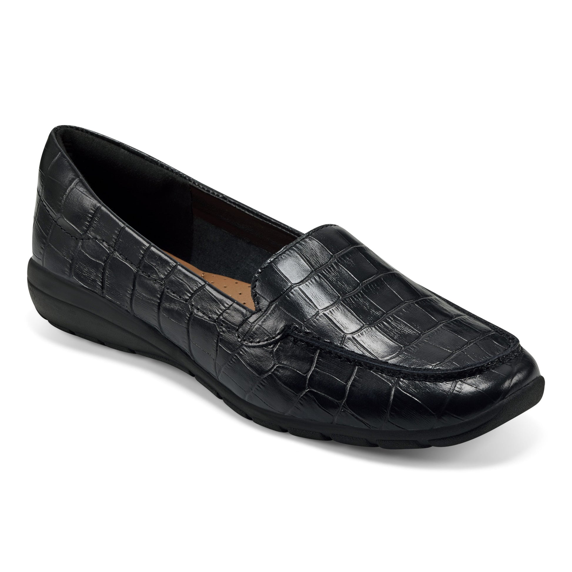 Easy Spirit Abide Croco Print Casual Flats - Black Croco Print