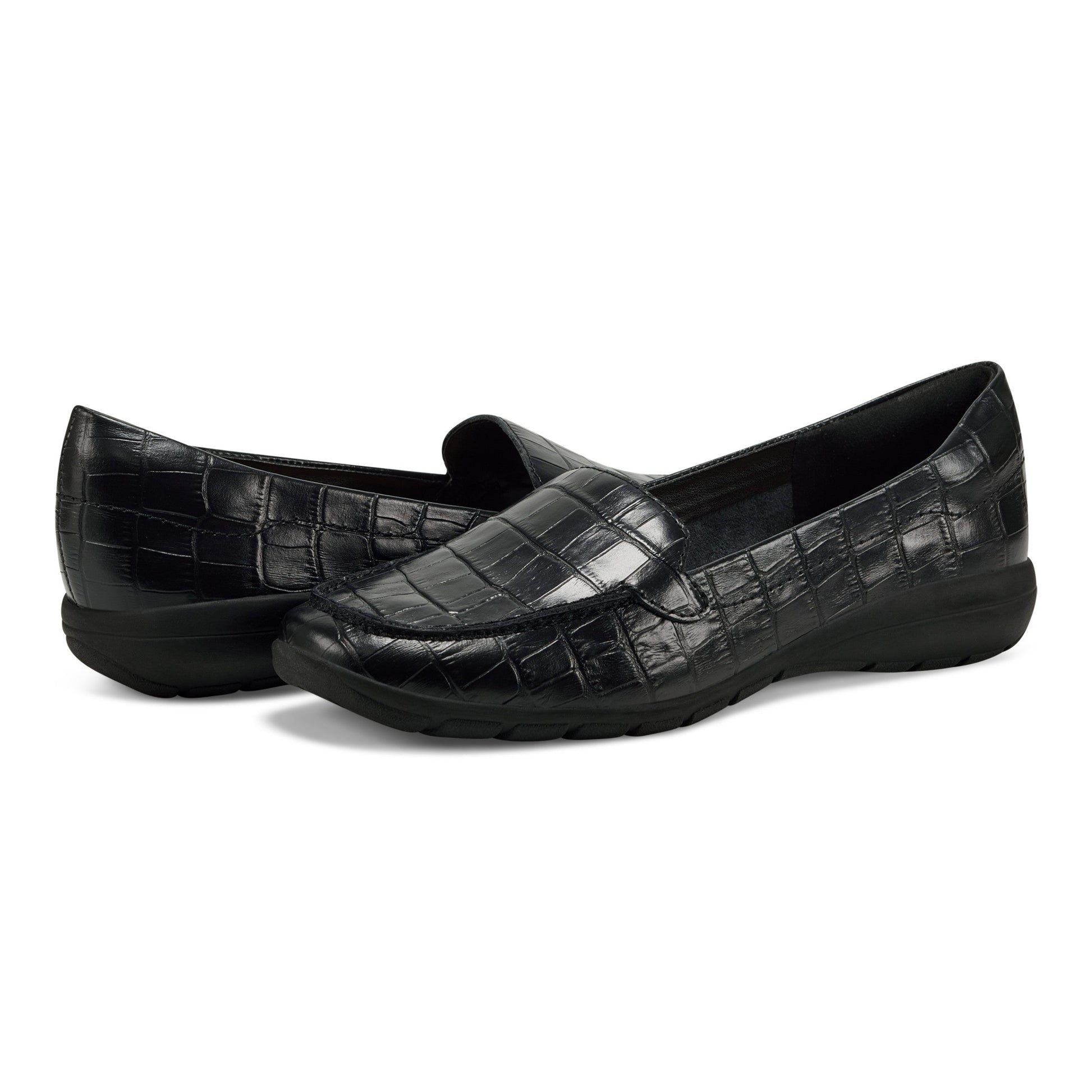 Easy Spirit Abide Croco Print Casual Flats - Black Croco Print