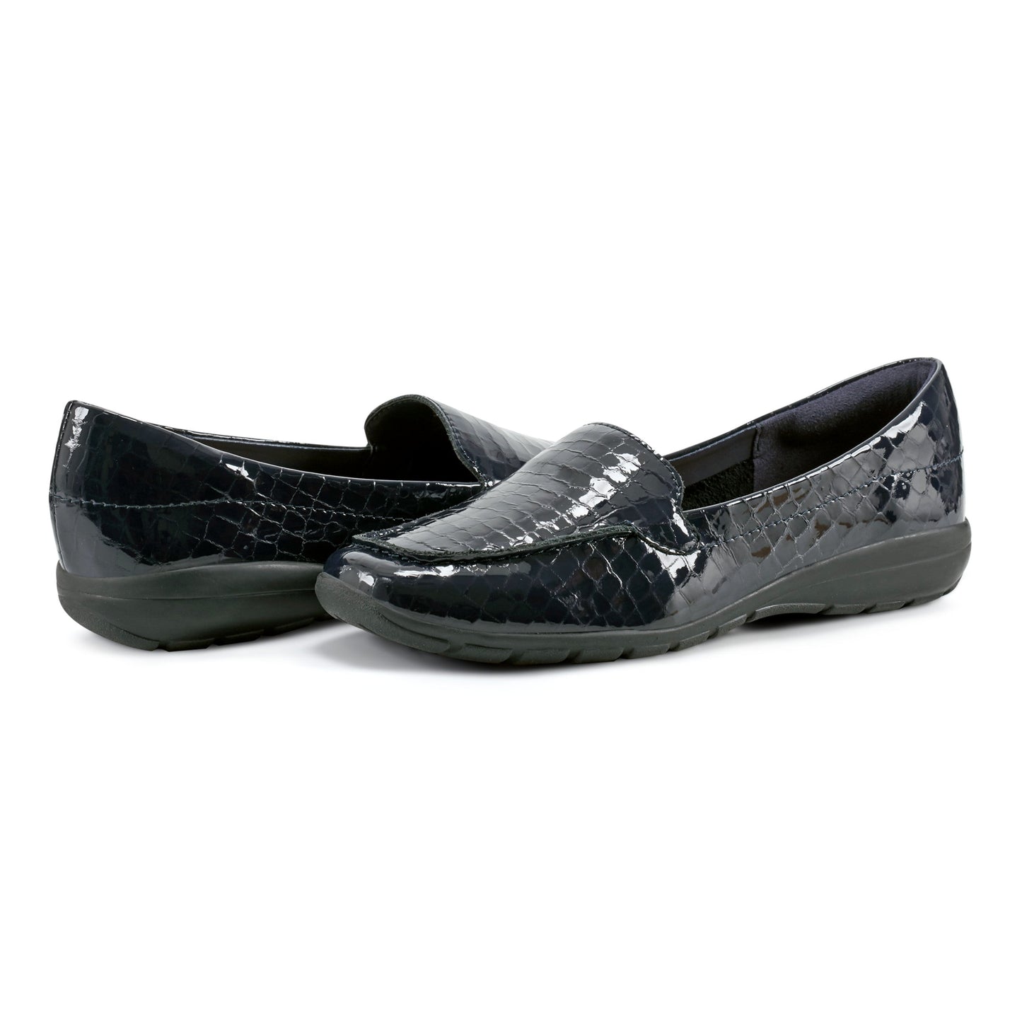 Easy Spirit Abide Casual Flats - Navy Patent Leather Croco