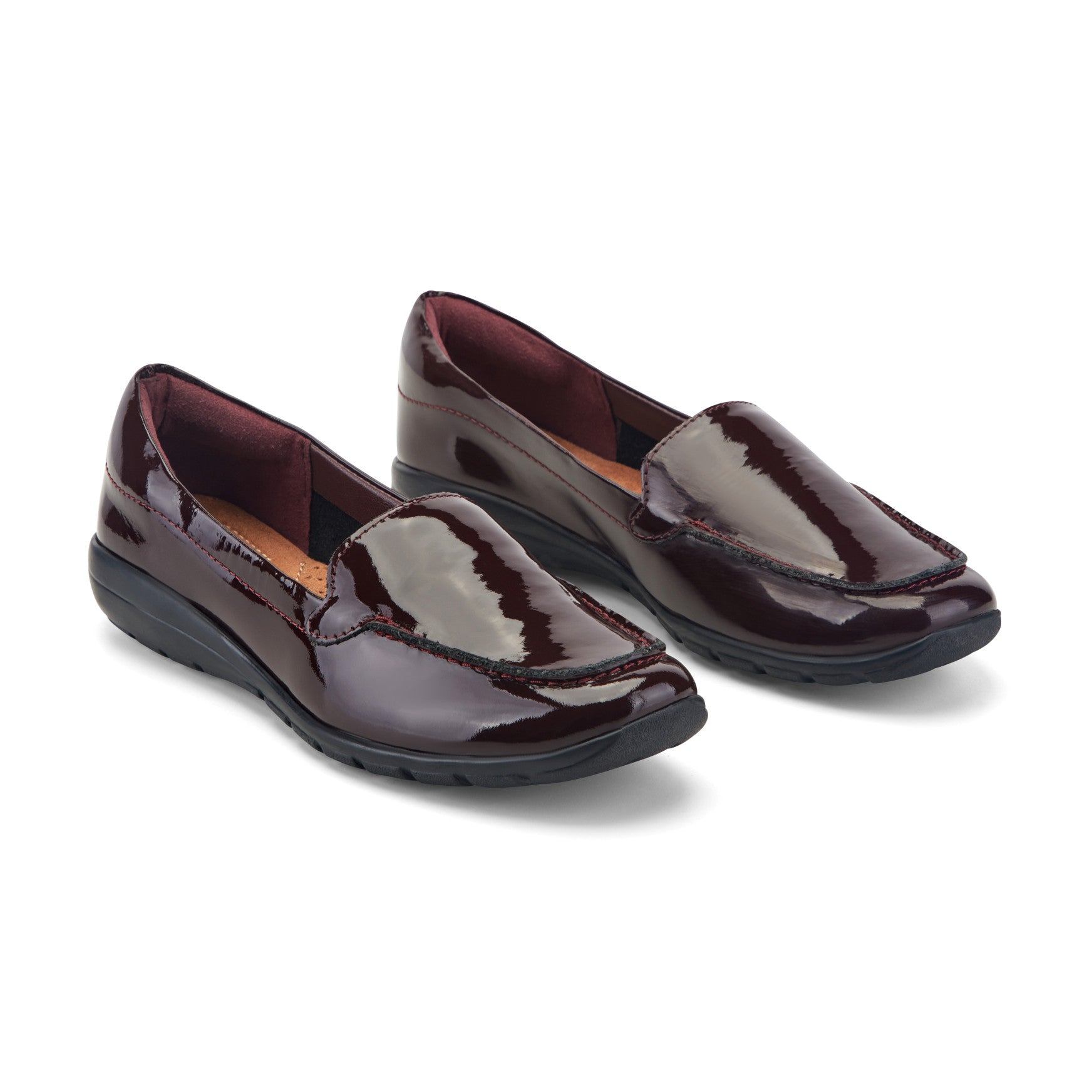 Easy Spirit Abide Casual Flats - Dark Red Patent Leather