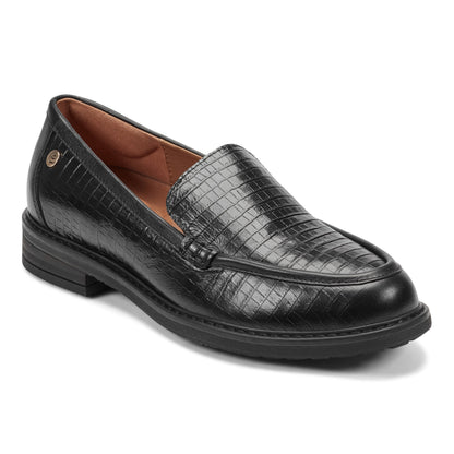Easy Spirit Jaylin Casual Loafers - Black Croco Leather