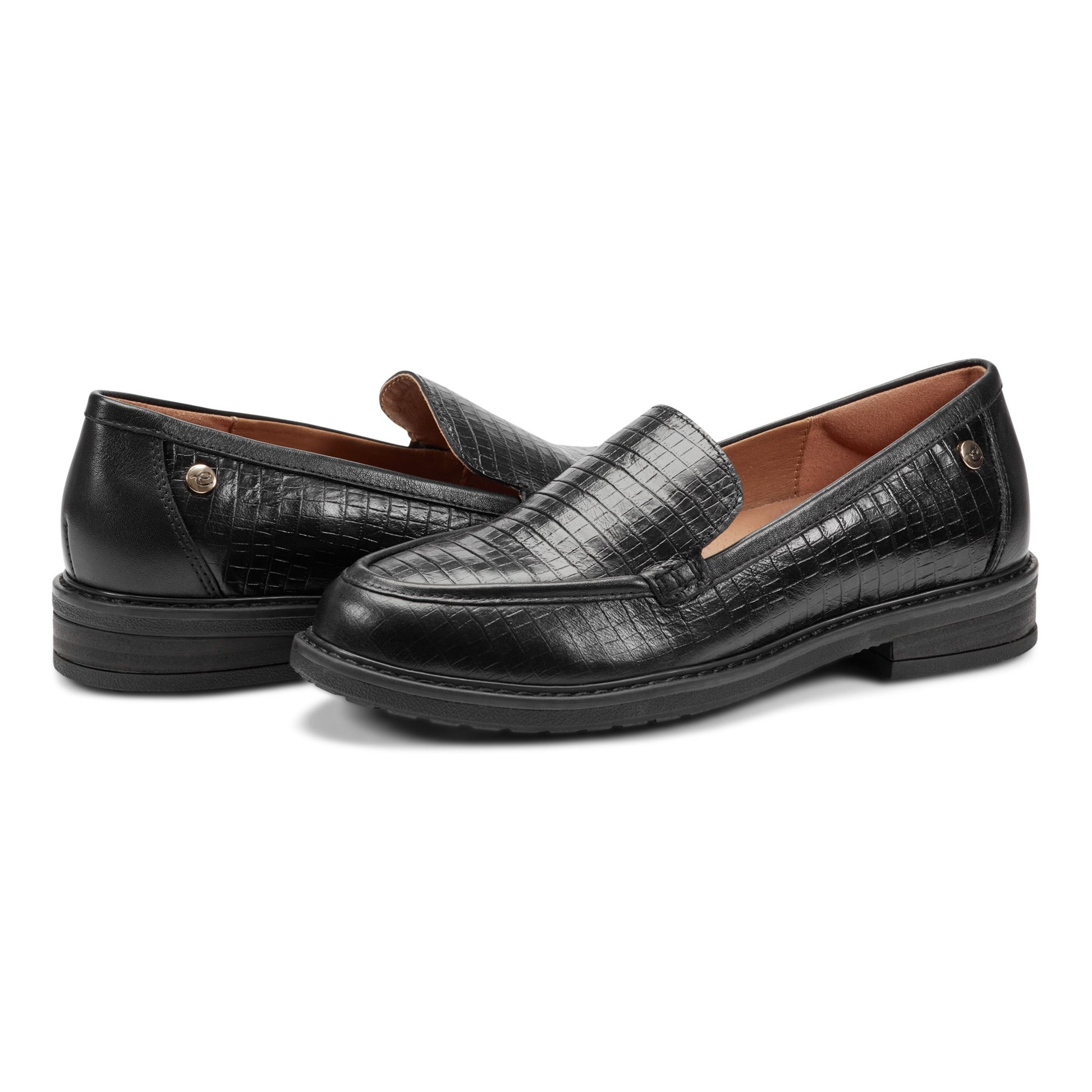 Easy Spirit Jaylin Casual Loafers - Black Croco Leather