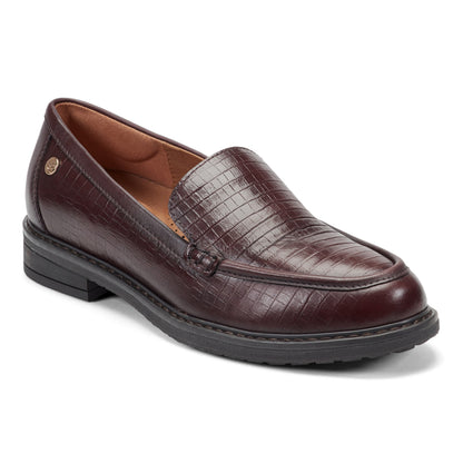 Easy Spirit Jaylin Casual Loafers - Dark Red Croco Leather
