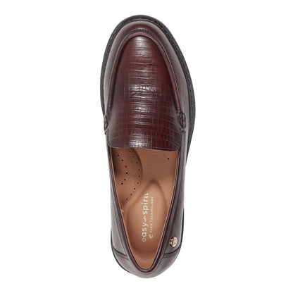 Easy Spirit Jaylin Casual Loafers - Dark Red Croco Leather