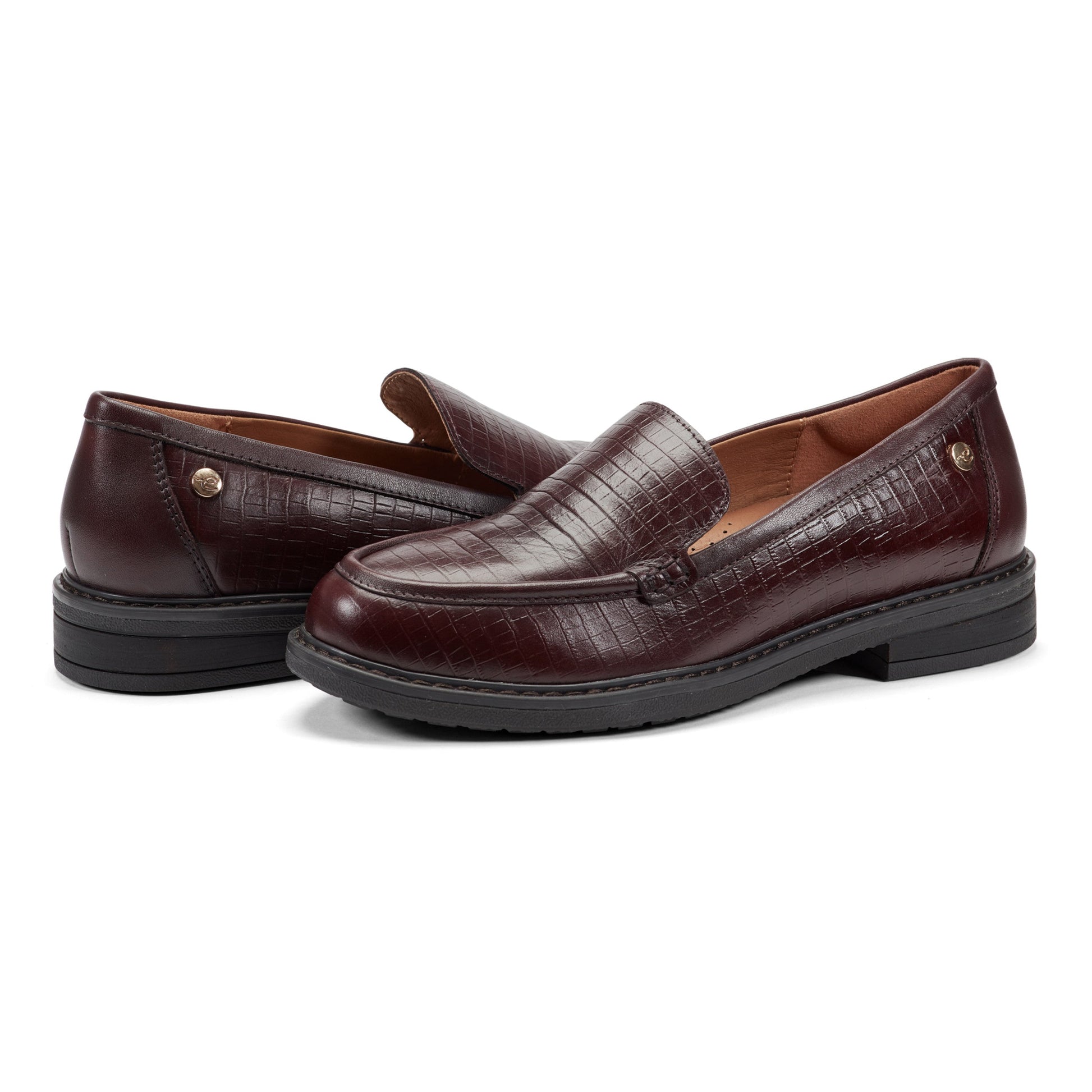 Easy Spirit Jaylin Casual Loafers - Dark Red Croco Leather