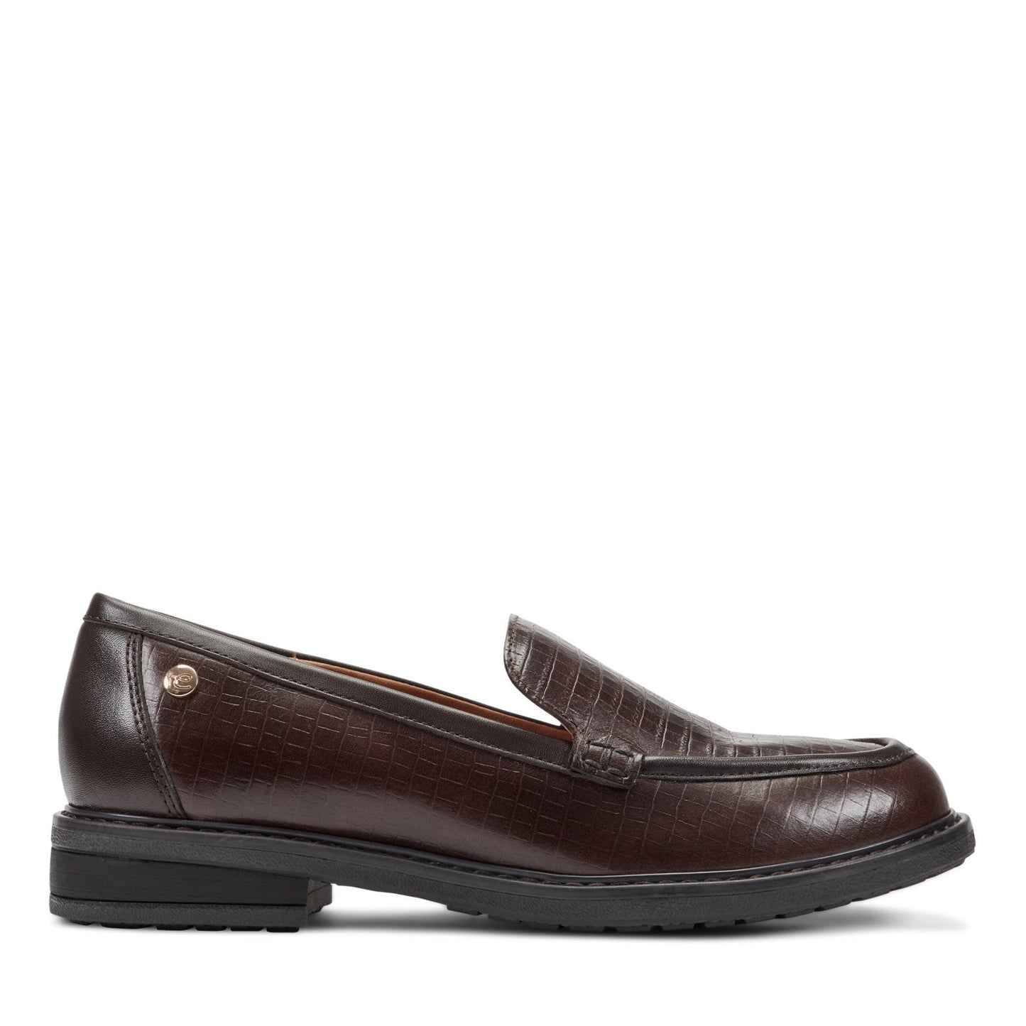 Easy Spirit Jaylin Casual Loafers - Dark Brown Croco Leather