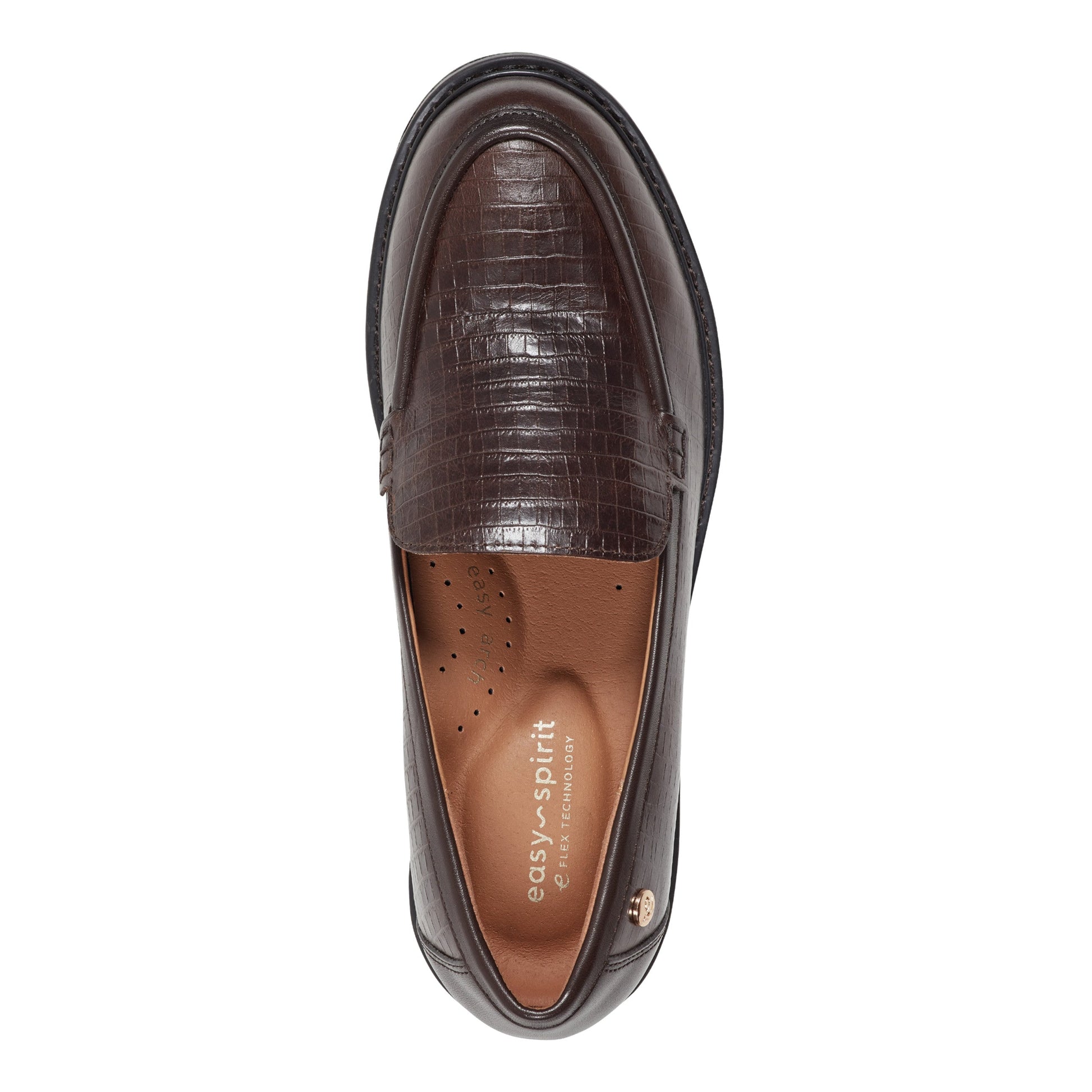 Easy Spirit Jaylin Casual Loafers - Dark Brown Croco Leather