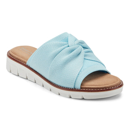 Easy Spirit Josy Knotted Slide Sandals - Light Blue