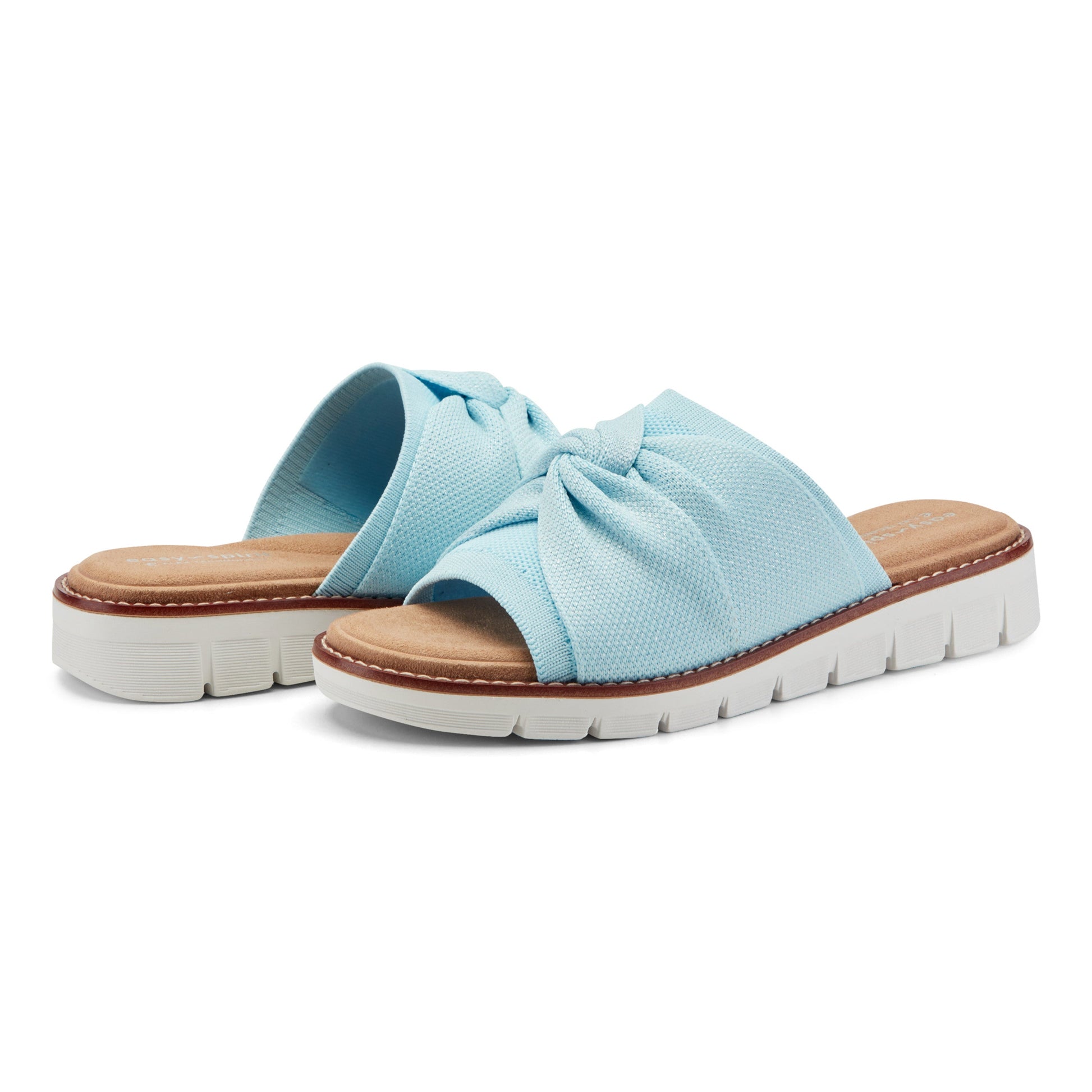 Easy Spirit Josy Knotted Slide Sandals - Light Blue