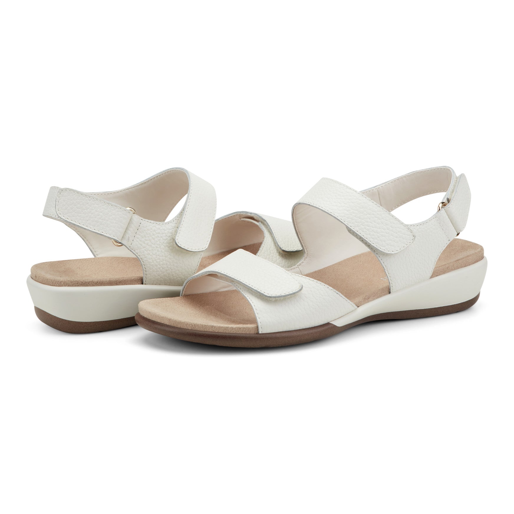 Easy Spirit Hartwell Flat Sandals - White Leather