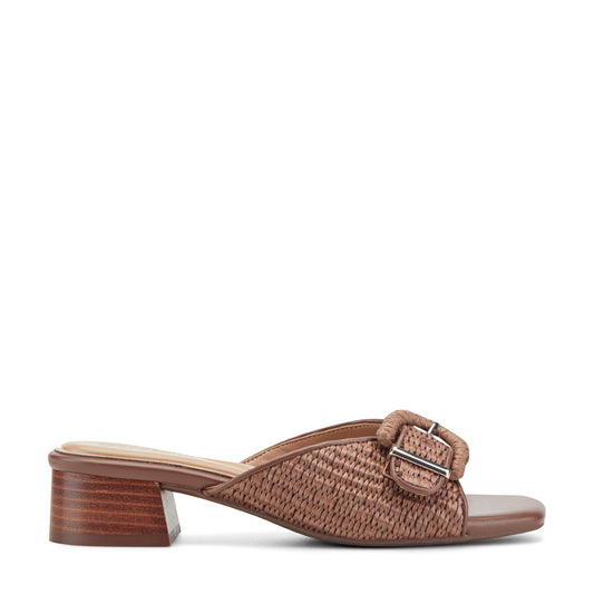 Easy Spirit Rosalind Raffia Dress Sandals - Dark Brown