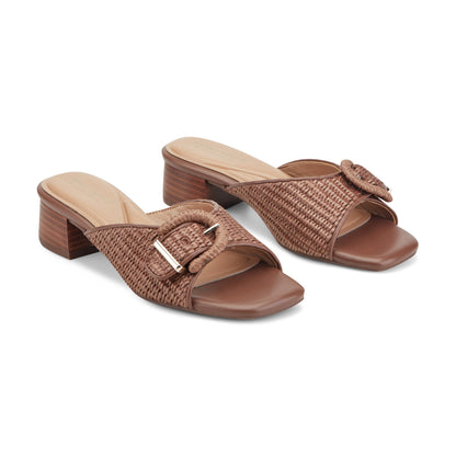 Easy Spirit Rosalind Raffia Dress Sandals - Dark Brown