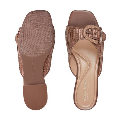 Easy Spirit Rosalind Raffia Dress Sandals - Dark Brown