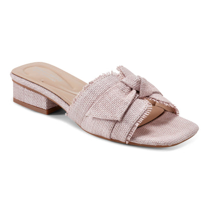 Easy Spirit Girly Bow Slide Sandals - Lavendar Raffia