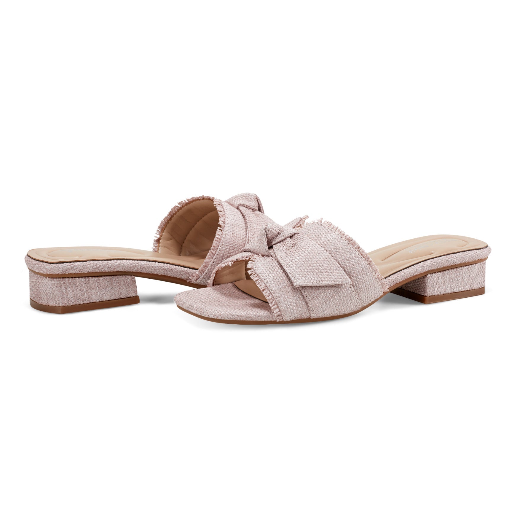 Easy Spirit Girly Bow Slide Sandals - Lavendar Raffia