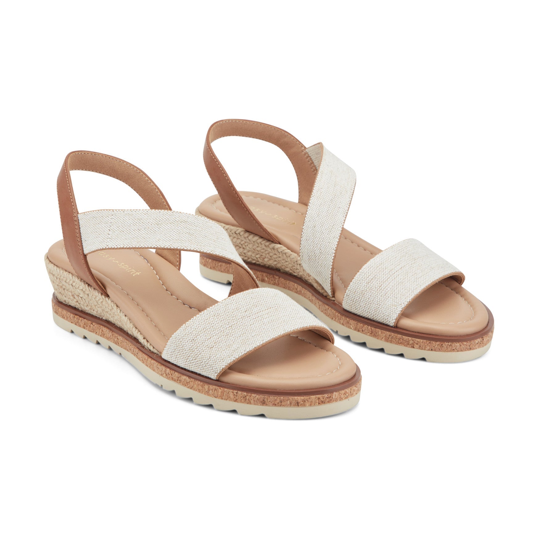 Easy Spirit Sabina Wedge Sandals - Natural Linen