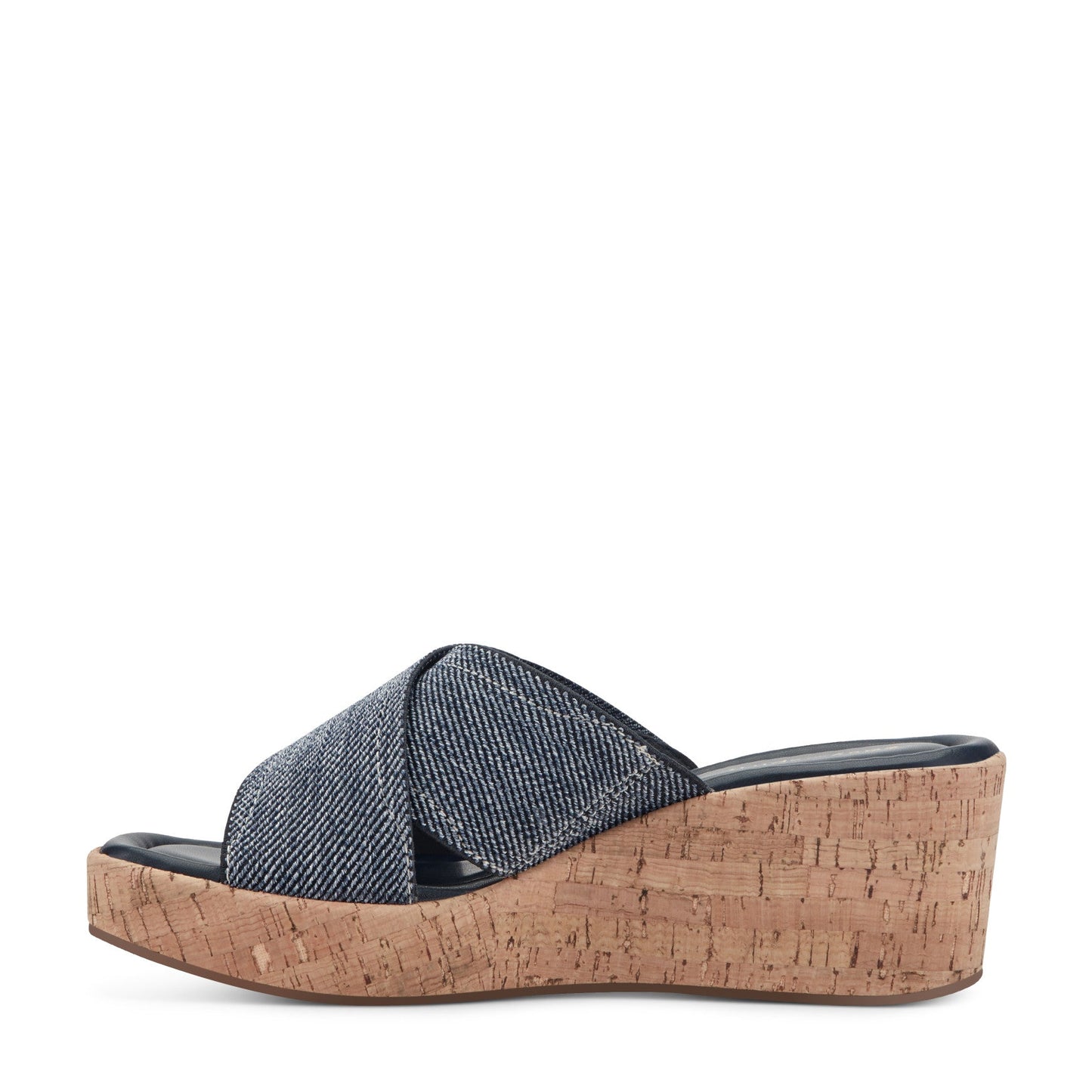 Easy Spirit Fawn Slip On Wedge Sandals - Dark Blue Denim
