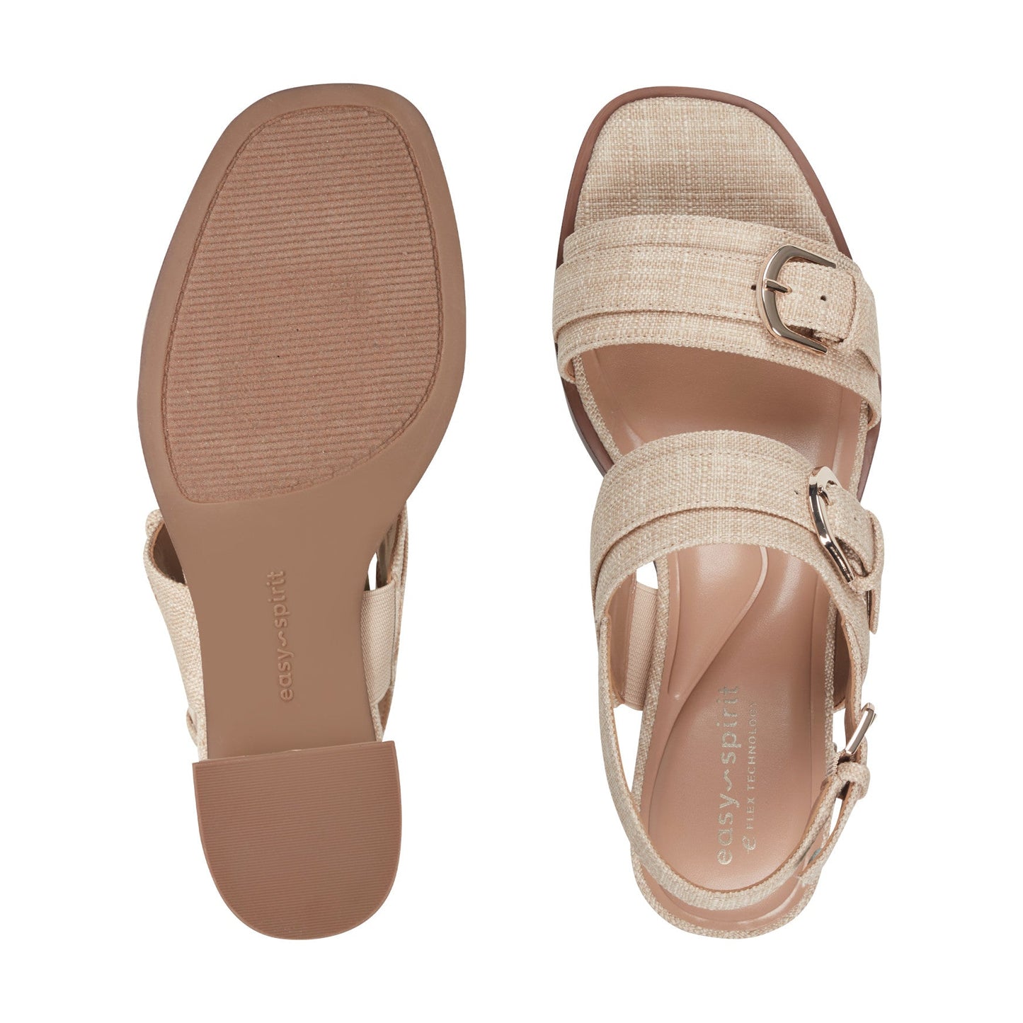 Easy Spirit Hadiya Block Heel Sandals - Light Natural