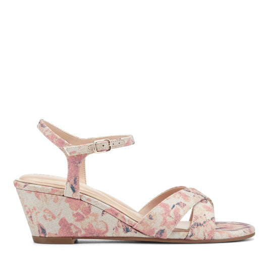 Easy Spirit Noya Dress Wedge Sandals - Light Pink Floral Multi