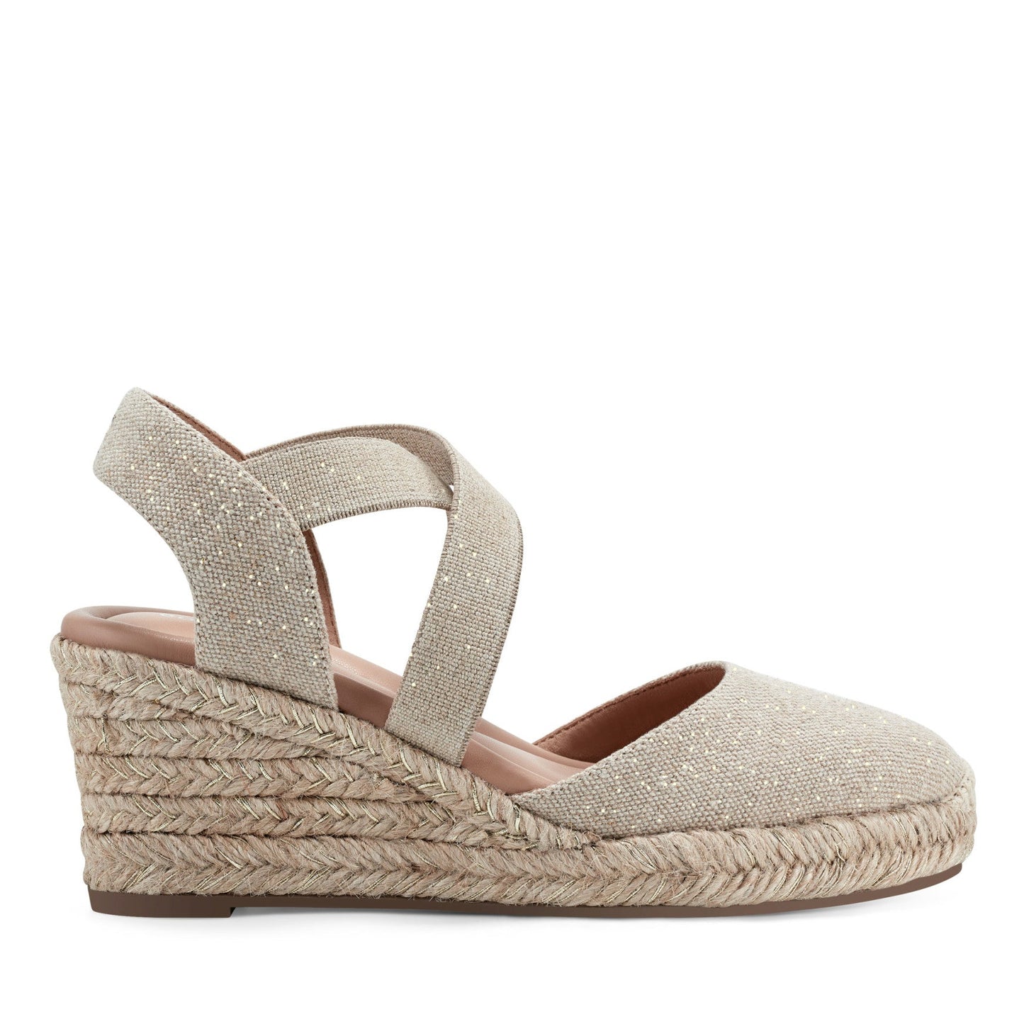 Easy Spirit Meza Espadrille Wedge Sandals - Natural Metallic