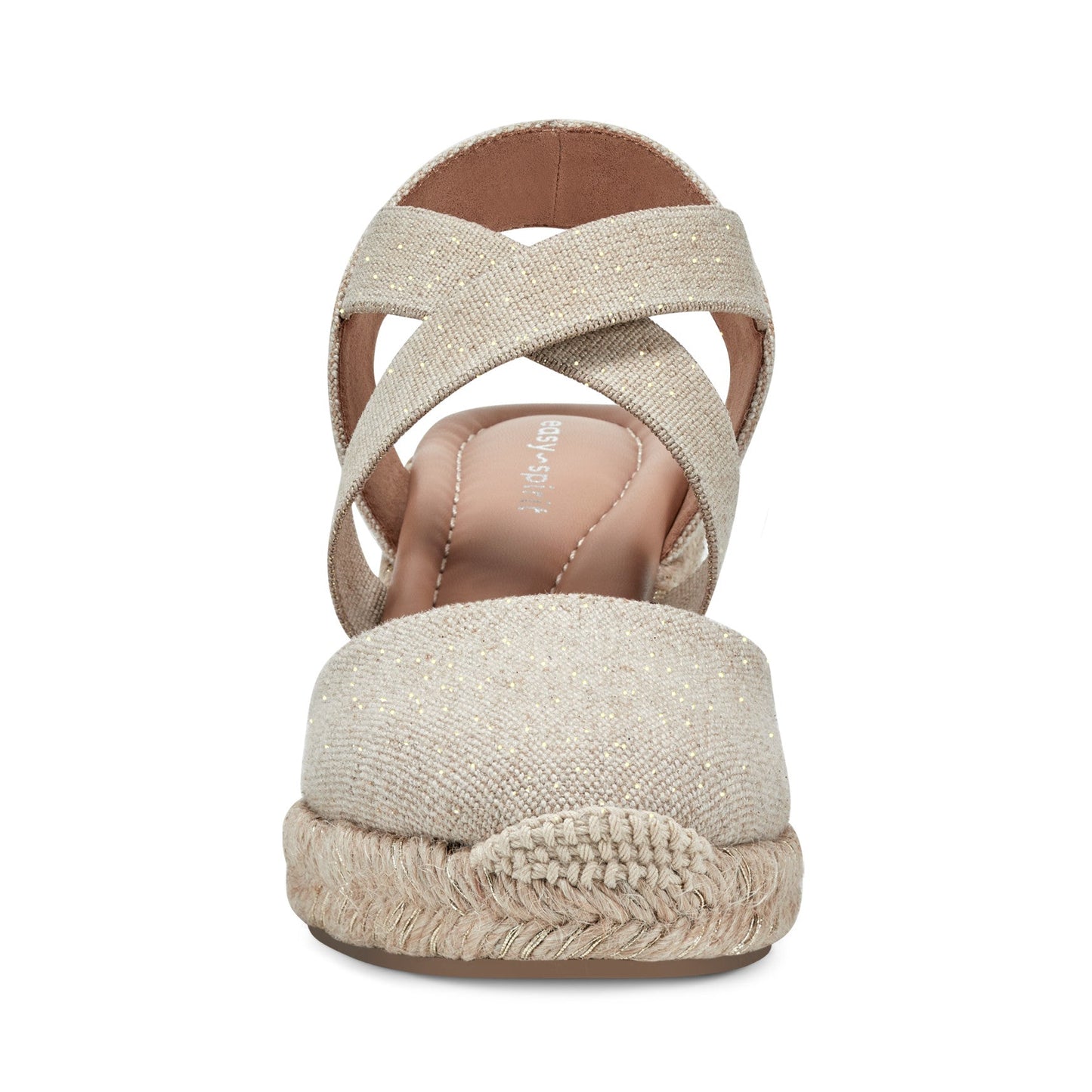 Easy Spirit Meza Espadrille Wedge Sandals - Natural Metallic