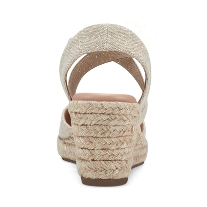 Easy Spirit Meza Espadrille Wedge Sandals - Natural Metallic