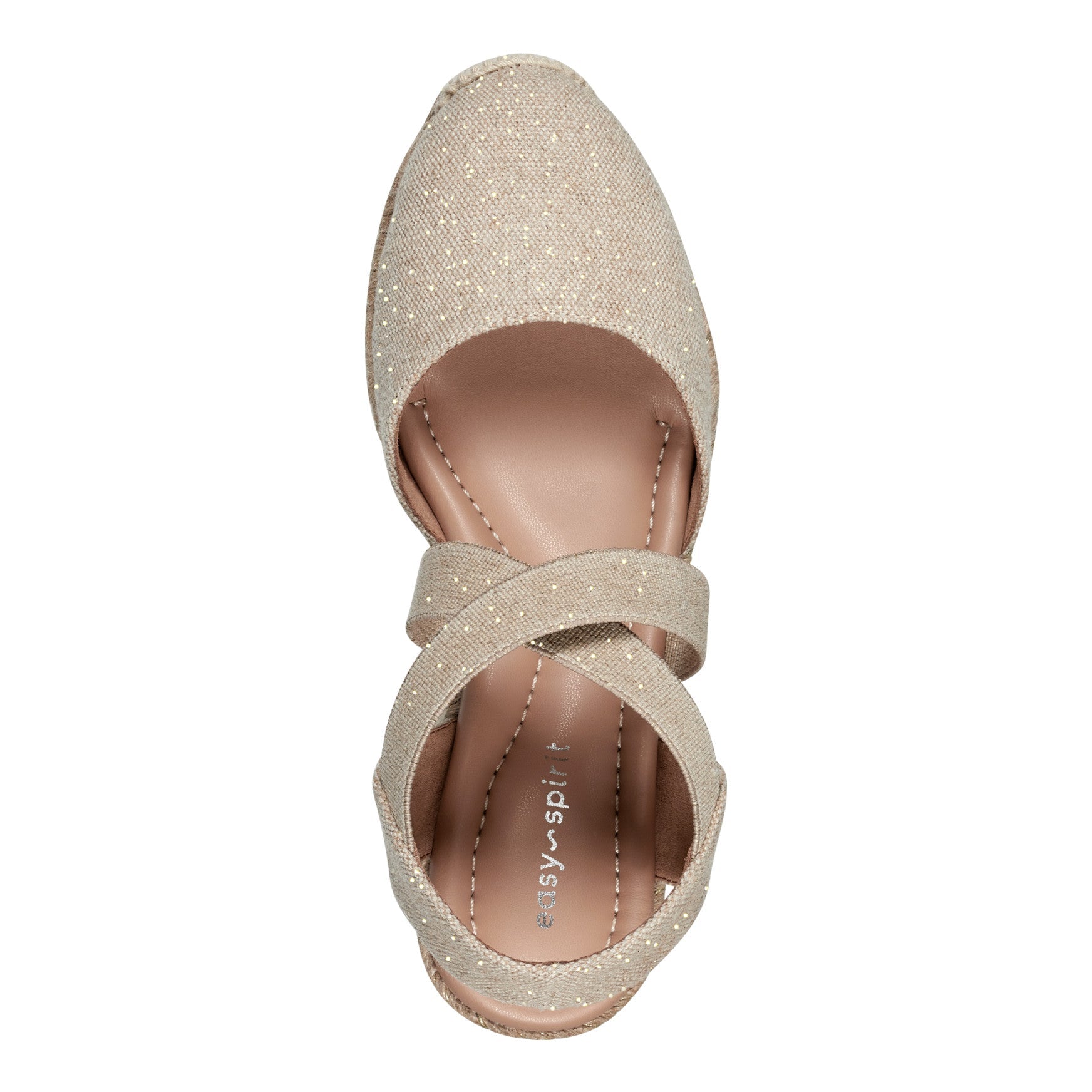 Easy Spirit Meza Espadrille Wedge Sandals - Natural Metallic