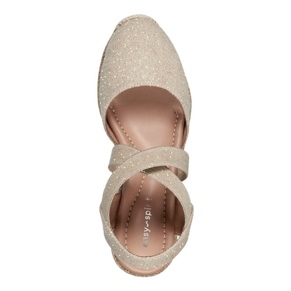 Easy Spirit Meza Espadrille Wedge Sandals - Natural Metallic