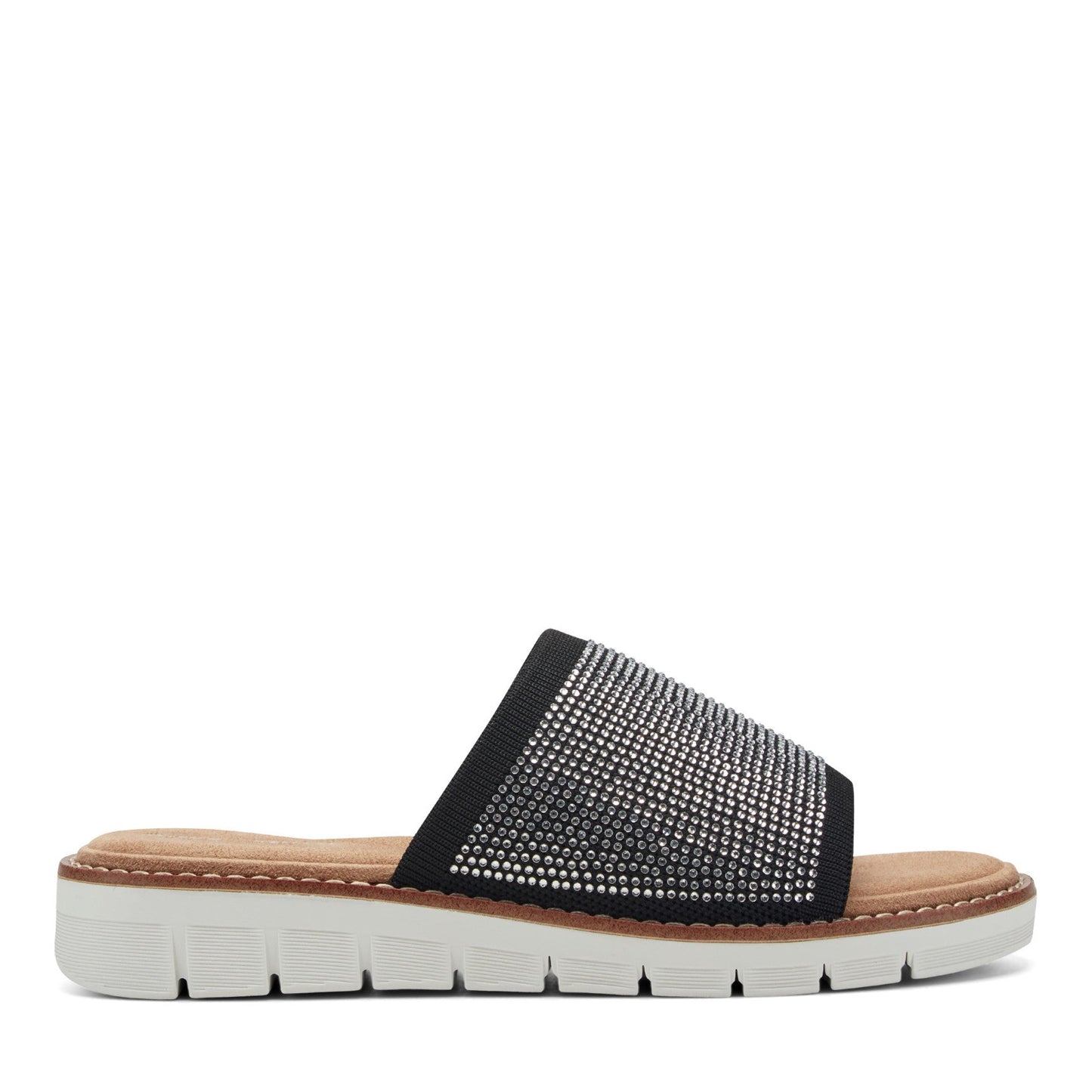 Easy Spirit Jill Crystal Embellished Sandals - Black Knit/Crystal
