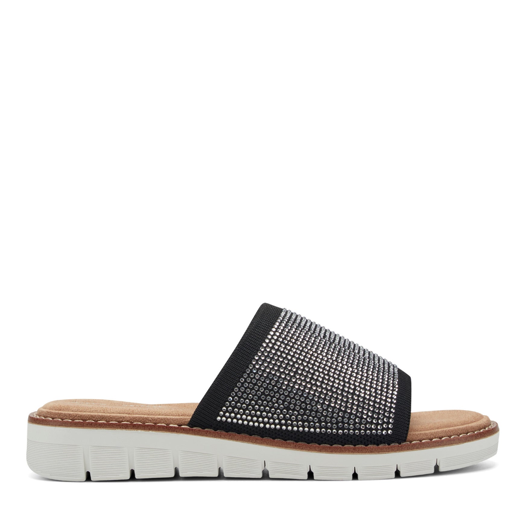 Easy Spirit Jill Crystal Embellished Sandals - Black Knit/Crystal