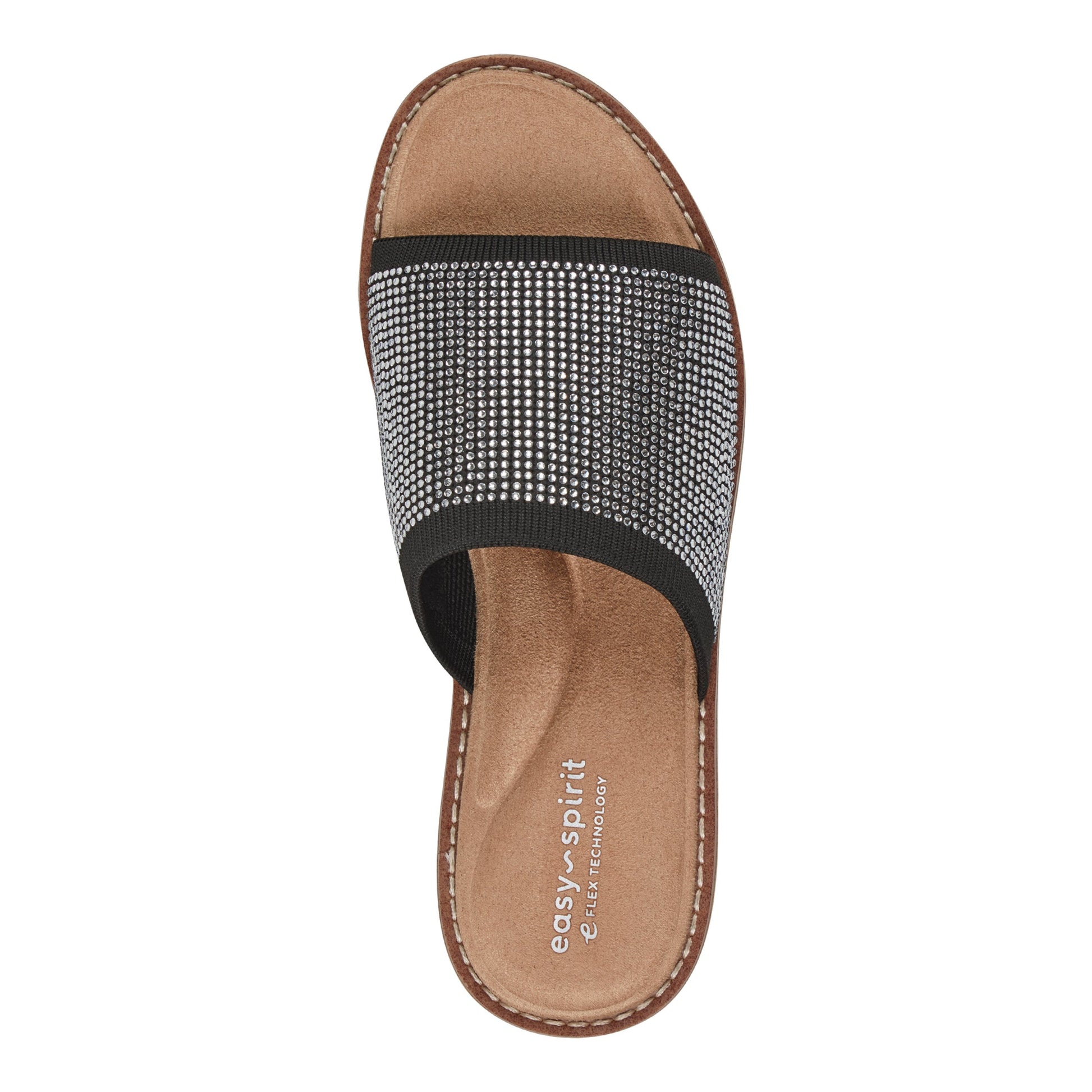 Easy Spirit Jill Crystal Embellished Sandals - Black Knit/Crystal