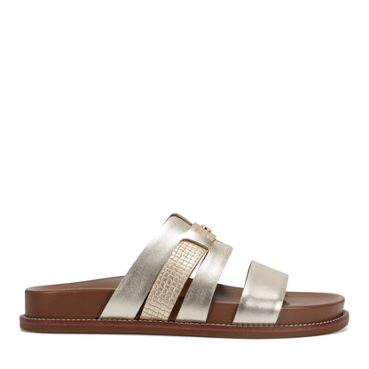 Easy Spirit Trevin Footbed Sandals - Gold Leather