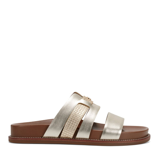Easy Spirit Trevin Footbed Sandals - Gold Leather