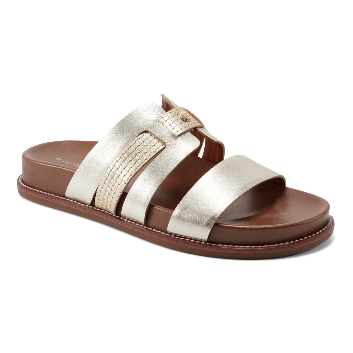 Easy Spirit Trevin Footbed Sandals - Gold Leather