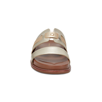 Easy Spirit Trevin Footbed Sandals - Gold Leather