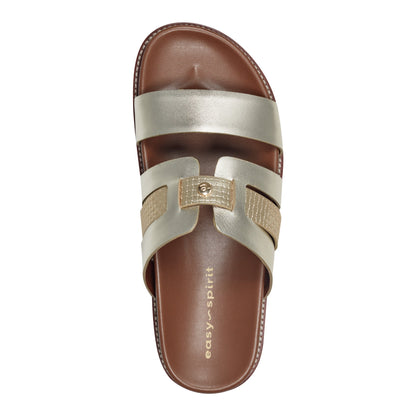 Easy Spirit Trevin Footbed Sandals - Gold Leather