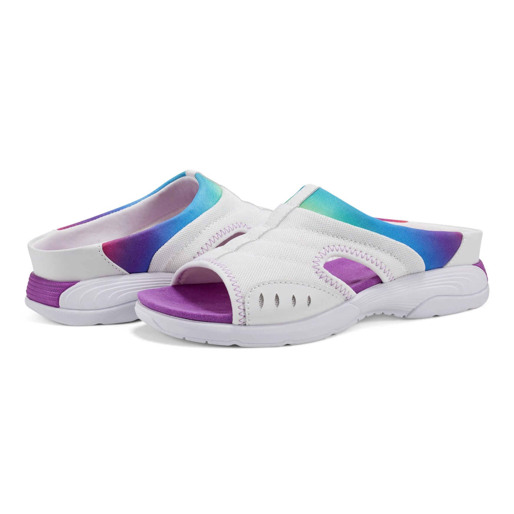 Easy Spirit Traciee Slip On Sandals - White/Rainbow