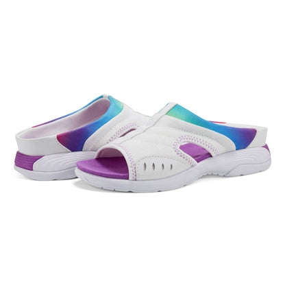 Easy Spirit Traciee Slip On Sandals - White/Rainbow