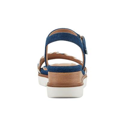Easy Spirit Edythe Wedge Sandals - Denim/White Multi