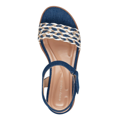 Easy Spirit Edythe Wedge Sandals - Denim/White Multi