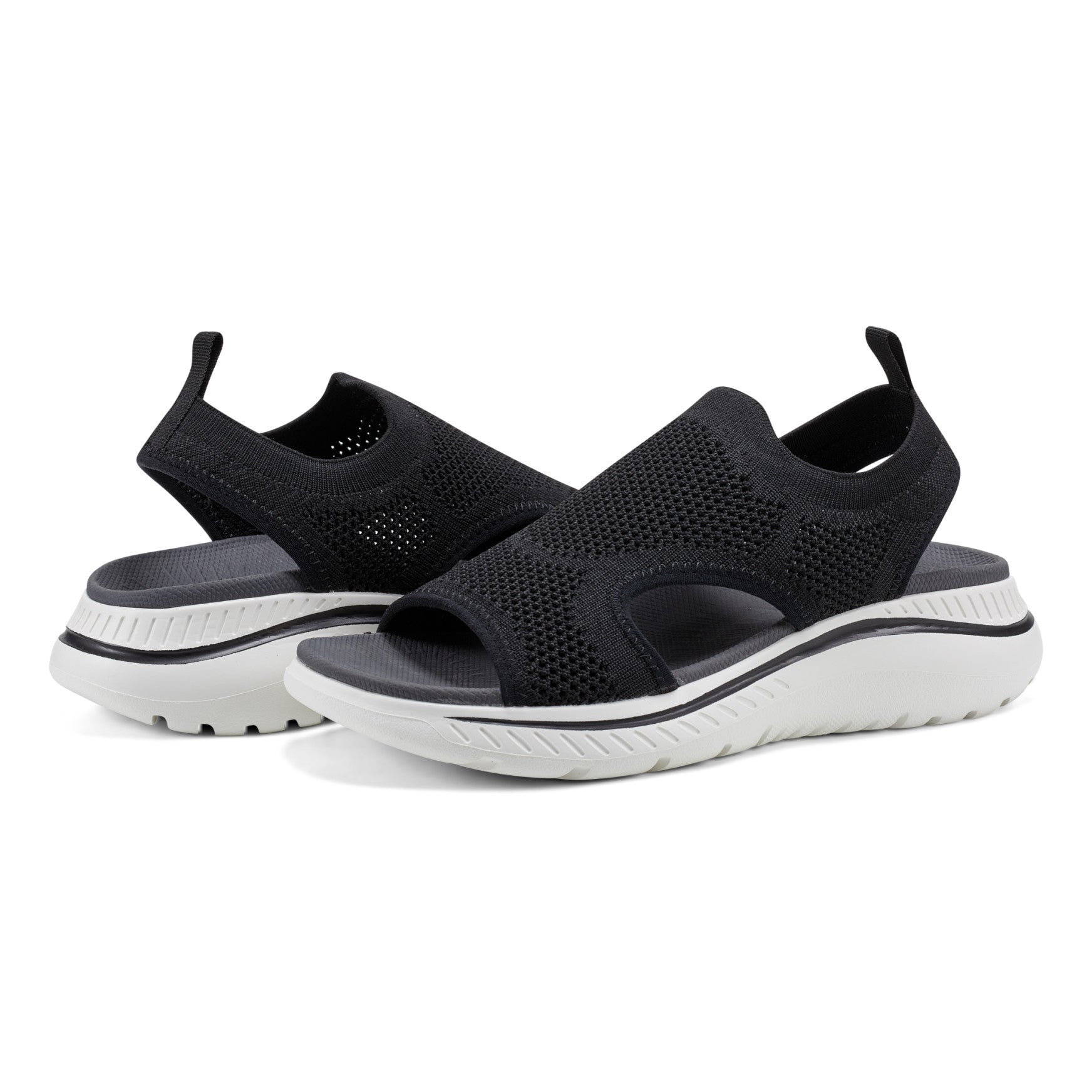 Easy Spirit Alma Slip On Wedge Sandals - Black